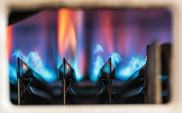 Gas heating boiler flames